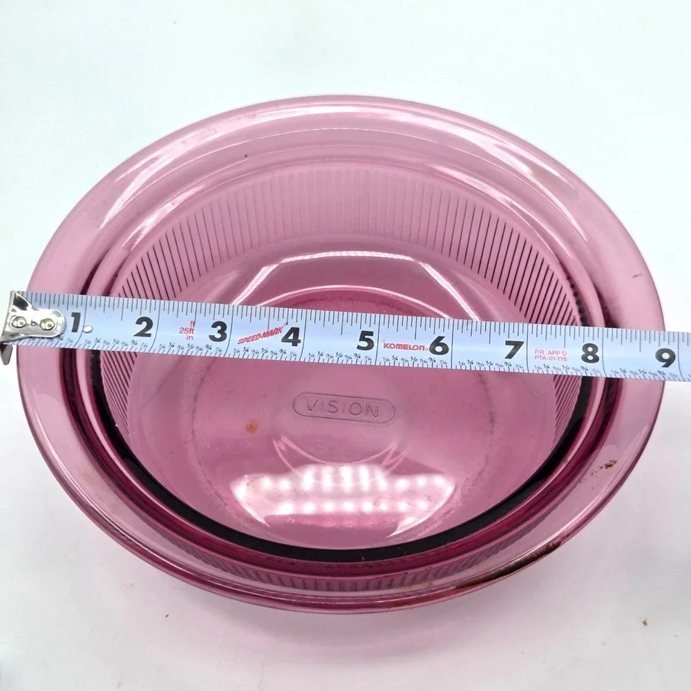 Corning Ware Pyrex Visions Cranberry ‎ 1 QT Ribbed CASSEROLE Dish V-31-B USA
